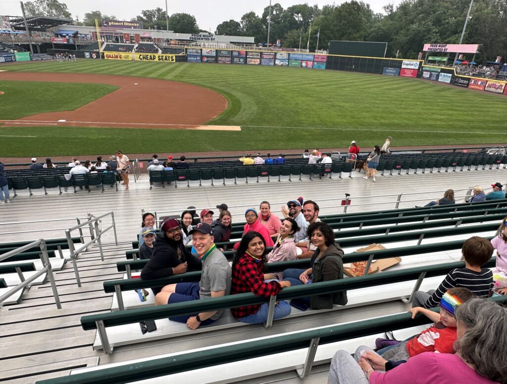 photo of 2023 summer researchers at a Senator's baseball game